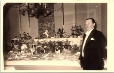 Formal Banquet Table, Well-Dressed Man at Event, RPPC Postcard
