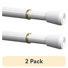 (2 pack)  28-48 in. Adjustable Spring Tension Curtain Rod, 7/16 in. 