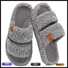 EverFoams Womens Fuzzy Open-toe Slippers Memory Foam Indoor House Shoes Cool