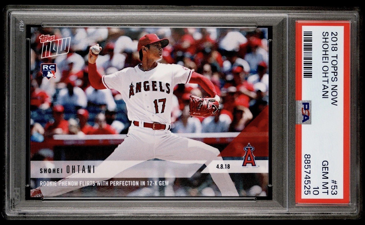 2018 TOPPS NOW #53 SHOHEI OHTANI RC PSA 10 GEM MINT ~ 88574525