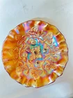 Millersburg Carnival Glass 9 inch Orange Blackberry Wreath Ruffled Bowl