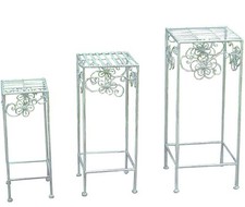 Porte Fleurs Fer Forgé VIGOR Mika BIANCO-72 3 Pièces Tabouret Q