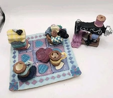 Miniature Resin Tea Set Popular Imports Sewing Quilting Vintage Complete 1997-98