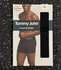 TOMMY JOHN 2-pack Cool Cotton Boxer Briefs Black Size Extra Large XL $55 Retail