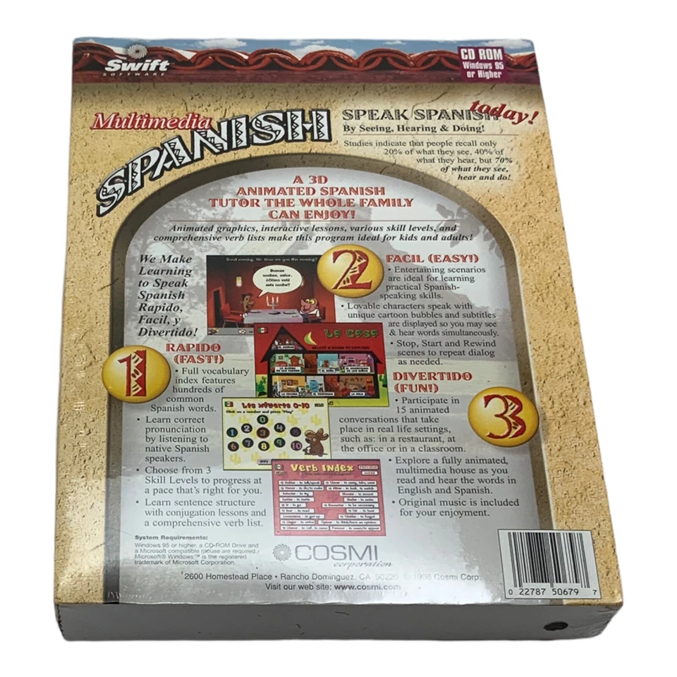 Spanish Interactive Language Software Tutor Swift Multimedia 1996 Cosmi New - Image 4 of 4