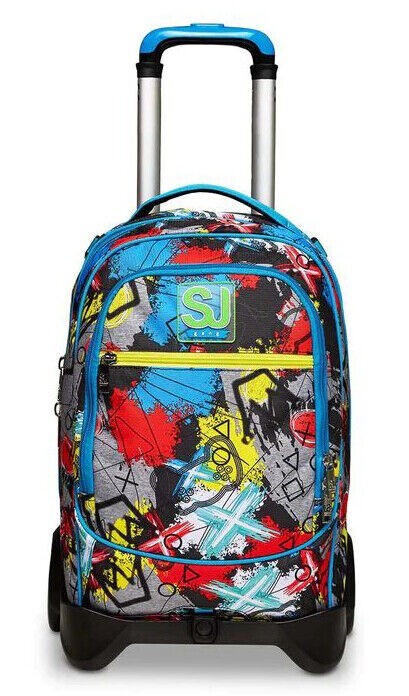 TROLLEY SCUOLA SJ JACK 2 RUOTE GLITZLED BOY ZAINO STACCABILE CON RUOTE