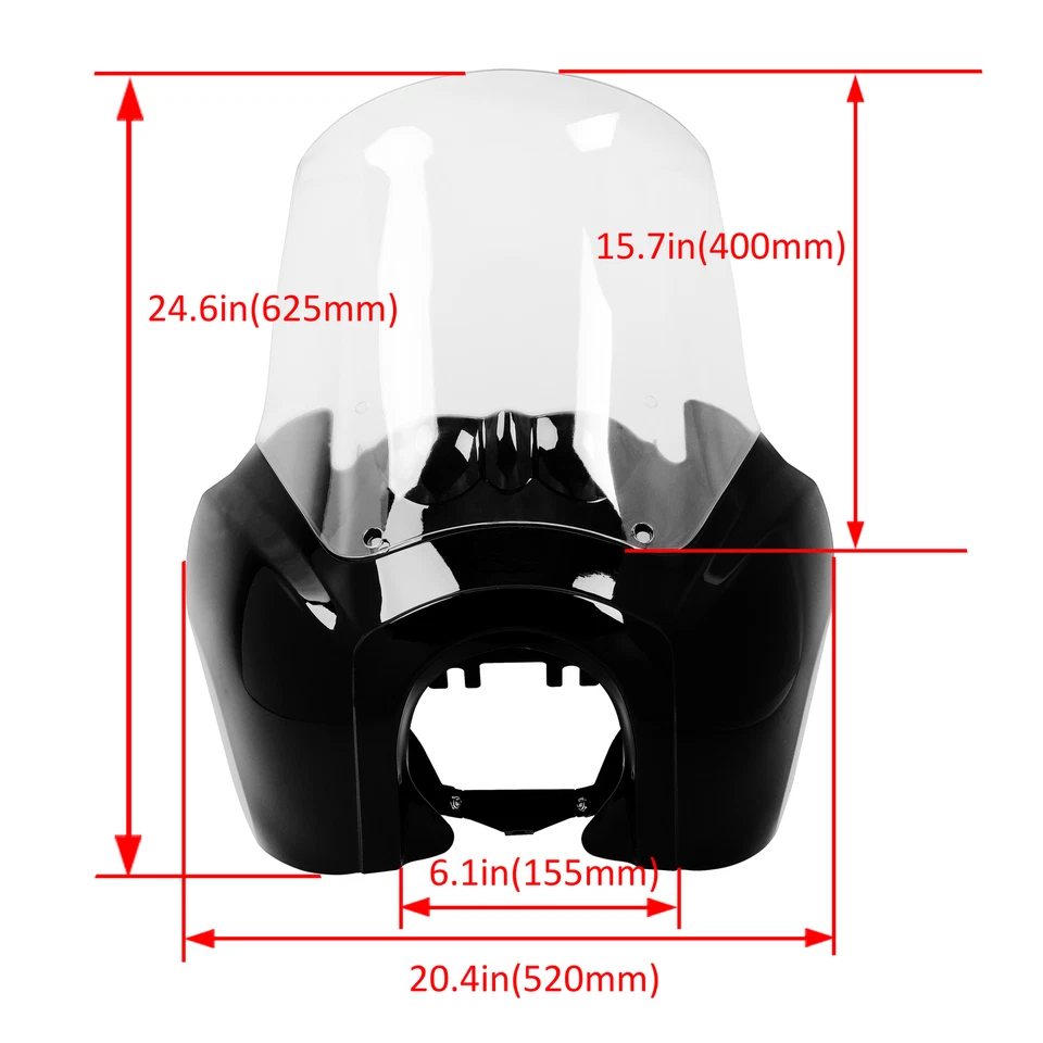 Faro delantero carenado transparente parabrisas de 15"" para Harley Davidson Dyna Low Rider Foto 3 de 4