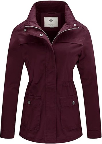 Chaqueta militar informal para mujer WenVen cuello de algodón con soporte utilitario abrigo anorak - Imagen 37 de 43