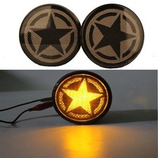 2pcs Front Star Logo Amber Led Turn Signal Light Lamp For Jeep Wrangler Jk 07-18