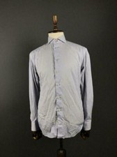 Men Eton Striped Button Up Long Sleeve Dress Shirt Size 40