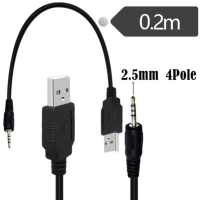USB To DC 2.5mm Male Audio Data Charging Extension Cable Adapter Car Headphone