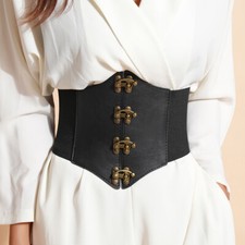 Womens Steampunk Pirate Costumes Corset Belts Retro Buckle Wide Waist Cincher