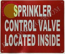 "Sprinkler Control Valve Located Inside" Sign Reflective, RED 10x12 -REF24-1027