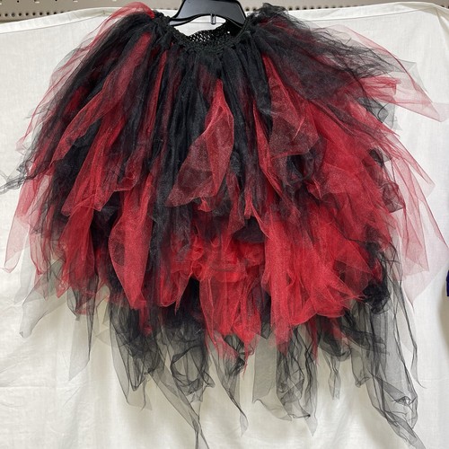 Girls Tutu Tulle Skirt Fancy Skirt Dress Up Party Dancing Red Black Large - Picture 2 of 5