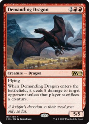 MTG - Demanding Dragon - Core Set 2019 - NM, English Magic FLAT RATE SHIP