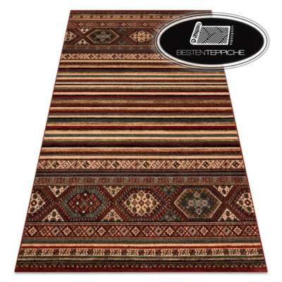 Tapis Rectangulaire En Laine Naturelle 100% KASHQAI Ethnique Boho Oriental Rot - Photo 1/4