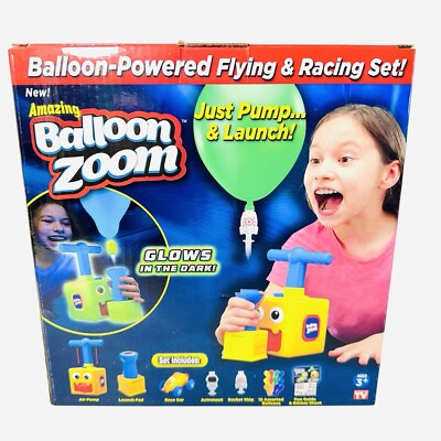 Amazing Balloon Zoom Glow Balloon Powered Flying & Racing Set As Seen on TV New