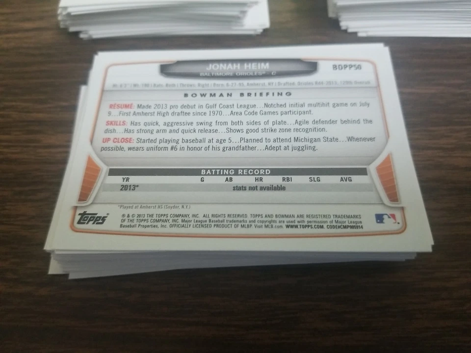 2013 BOWMAN DRAFT BASE PROSPECTS CARDS BDPP (PARTIAL SET 108/130) NO JUDGE - Image 2 of 3