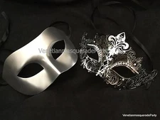Couple Masquerade mask pair engagement wedding party Halloween costume prom