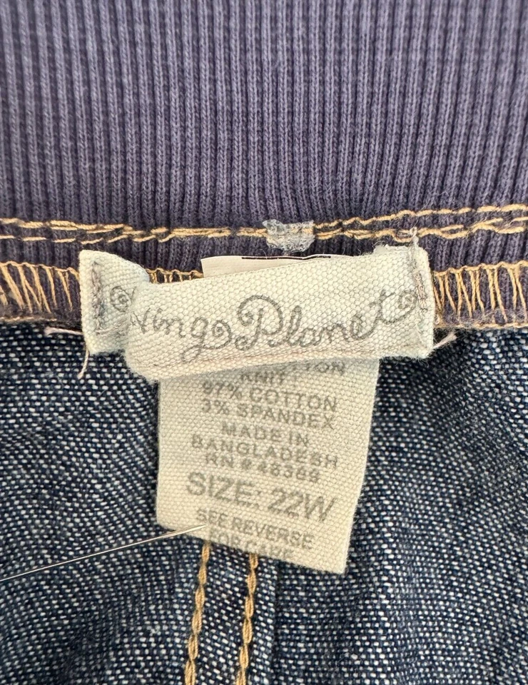 LIVING PLANET Talla Grande 22W Denim Pantalones Cortos Azul Pedal Empujador Bermuda Nuevo con Etiquetas Foto 3 de 3