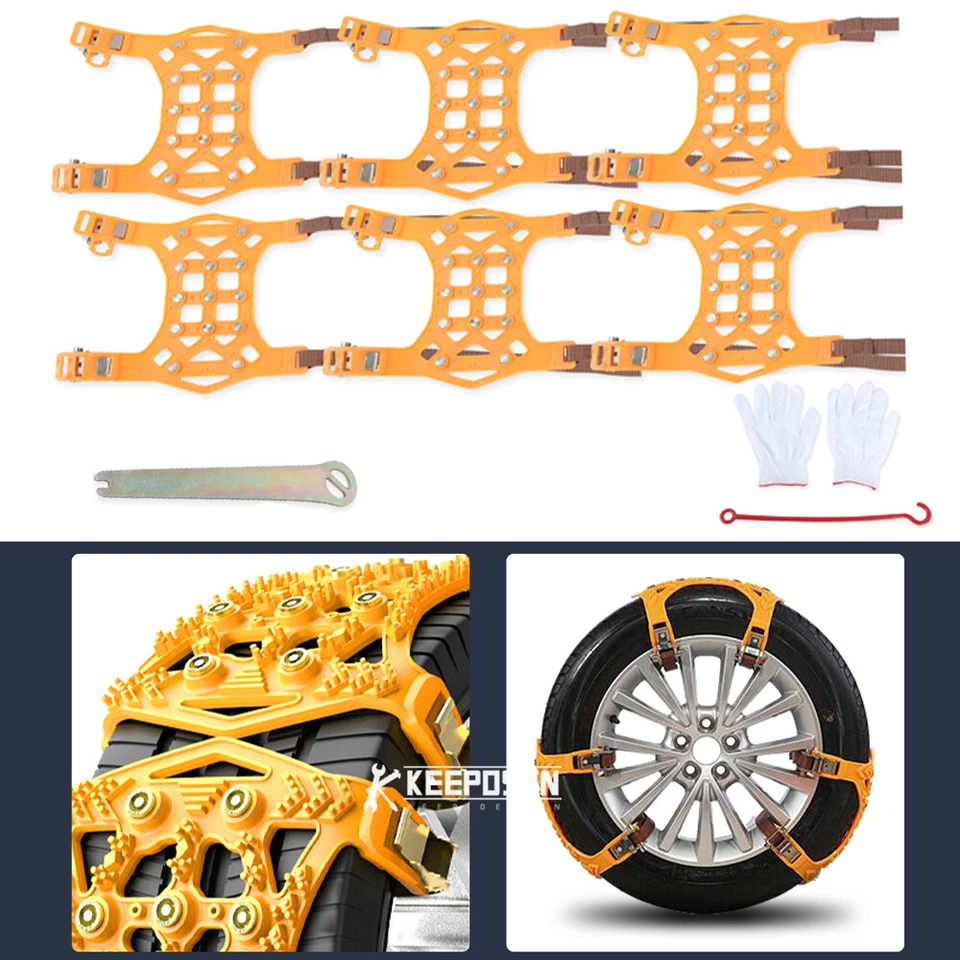 6pcs Winter Snow Mud Anti-skid Tire Chains Tendon For Honda Civic Accord - Image 4 of 4