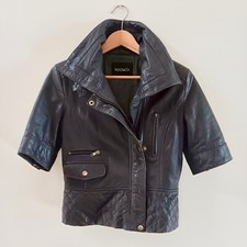 Max & Co (maxmara) Leather Biker Jacket. Women's. Charcoal Gray. Us 06.
