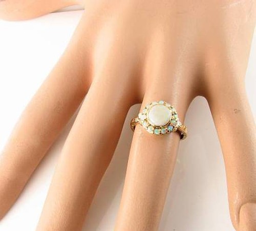 9K 9CT GOLD OPAL POISON LOCKET CLUSTER ART DECO INS RING Size J 1/2 - Picture 7 of 7
