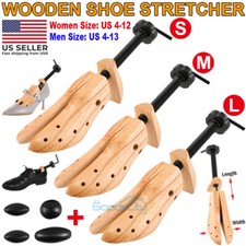2-way Solid Wooden Adjustable Shoe Stretcher Expander for Men Women Size 4-13 US