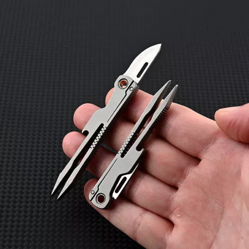 1 PC EDC Titanium Alloy Multi Tools Tweezers Opener Pocket Outdoor Folding Knife - Picture 4 of 20
