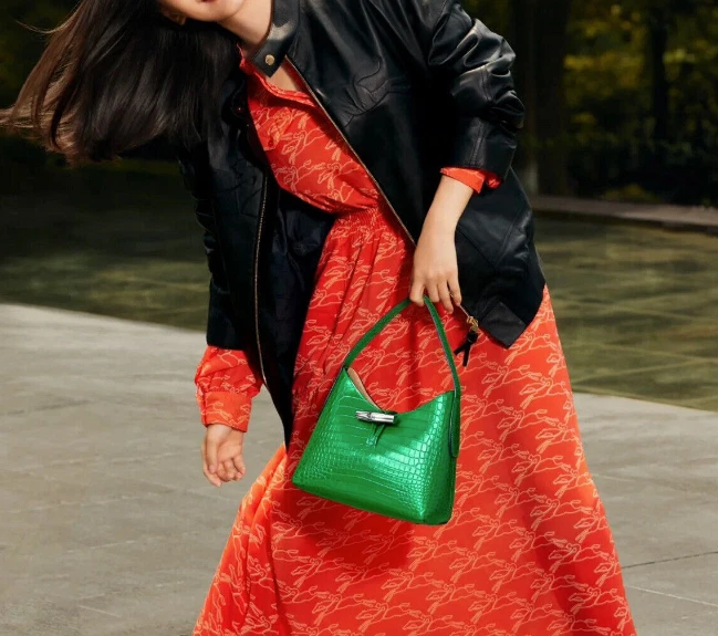 Borsa a tracolla LONGCHAMP XS Roseau in pelle di coccodrillo goffrata prezzo al dettaglio consigliato $ 490 rara da trovare