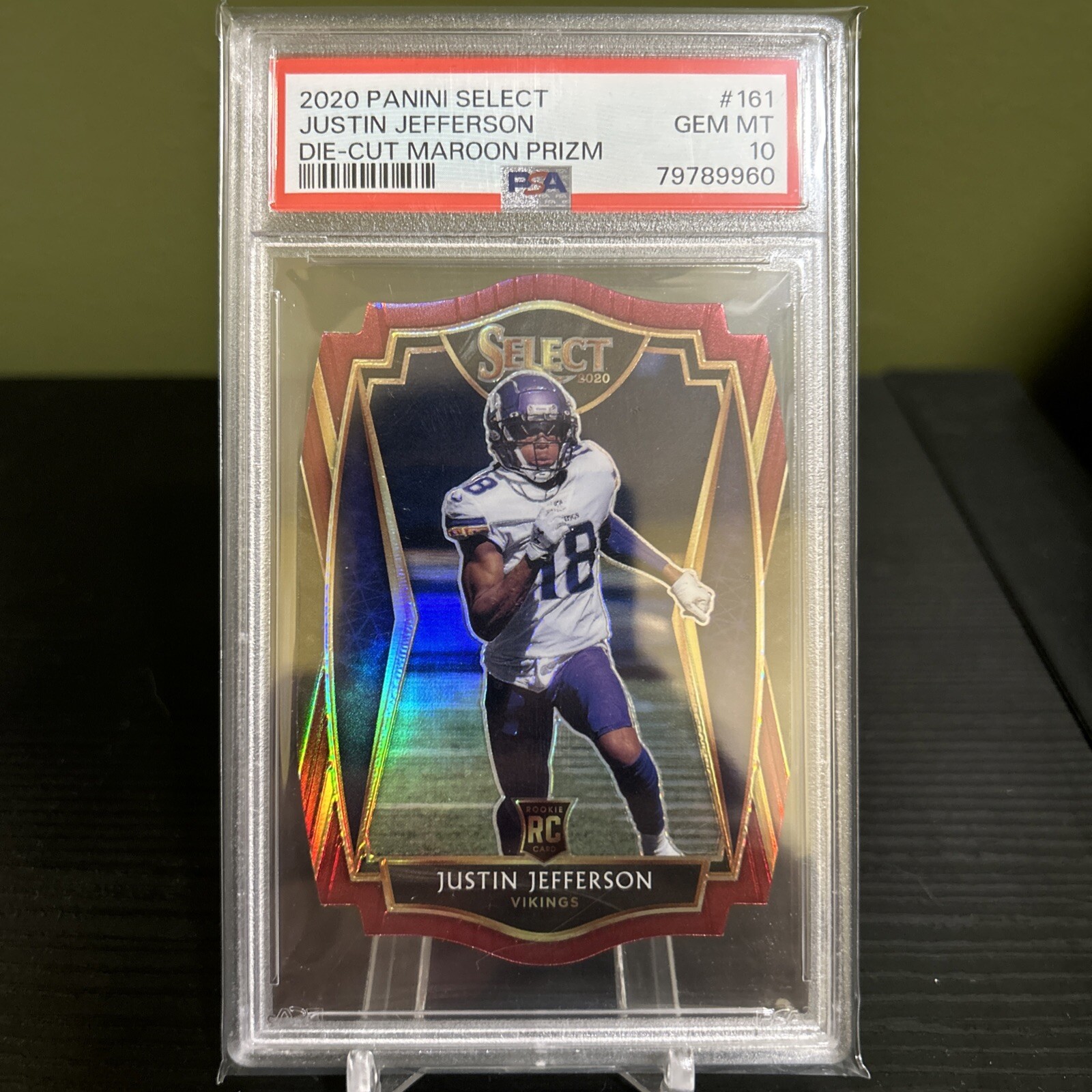 2020 Select Justin Jefferson Rookie Die-Cut Maroon Premier Level #161 RC PSA 10