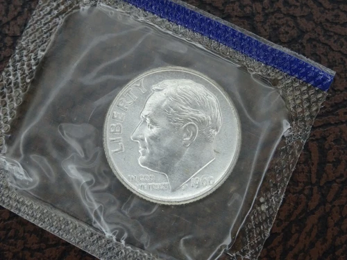 1960 Roosevelt Dime US Mint Original Cello 90% Silver BU Uncirculated Coin