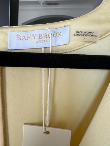 NWT Ramy Brook Tanya V-Neck Satin Long Sleeve Mini Dress Daffodil Yellow Size 2 - Picture 6 of 13