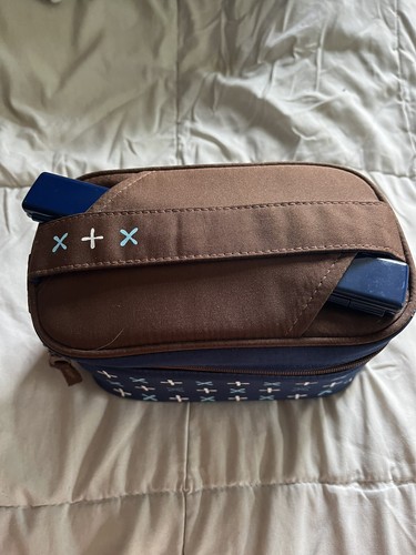 THERMOS Cute Insulated Lunch Box Set w/Chopsticks Blue Brown from Japan - Picture 8 of 8