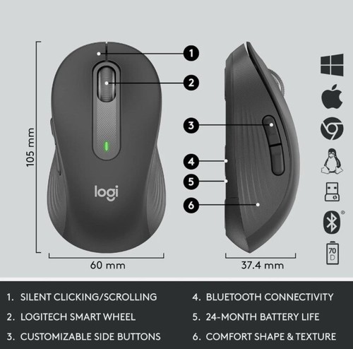 Logitech Signature MK650 Combo Grafito para Negocios Ratón y Teclado Inalámbricos - Imagen 3 de 4