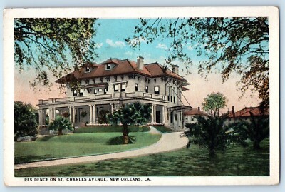 c1940 New Orleans Louisiana LA Postcard Residence St. Charles Avenue Building