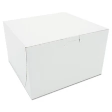 8x8x5 White Bakery Box Food Storage Container with Tuck Top and Lock Corners