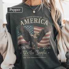 America 250th Anniversary 1776-2026 Shirt Patriotic Eagle USA Flag Tee