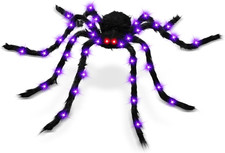 6.6 FT Giant Halloween Light up Spider, Purple Glowing Hairy Spider