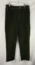 Vintage RALPH LAUREN Lauren Corduroy Pants Size 14 Green Straight Leg 90s Velour