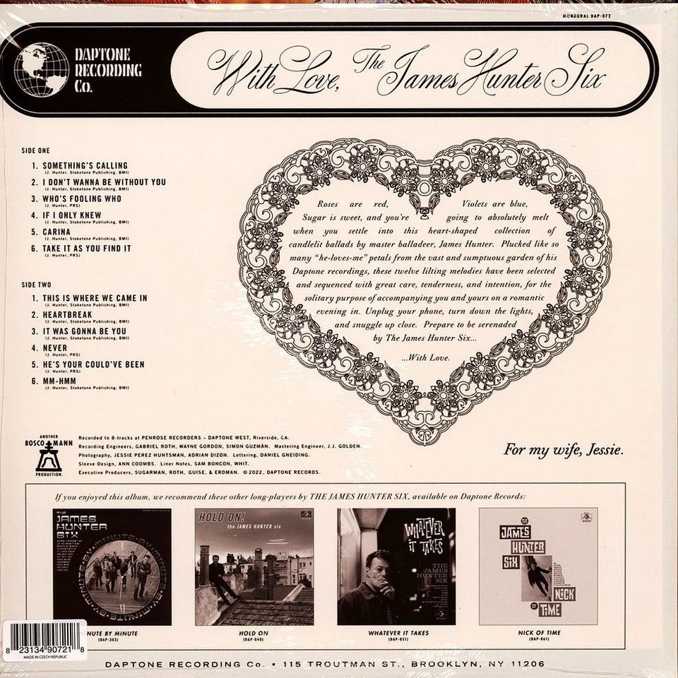 The James Hunter Six - With Love Colored Vinyl Edition (2022 - Original) - Bild 2 von 3