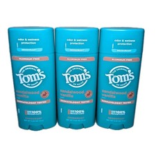 3-Pack Tom's Aluminium Free Deodorant, Sandalwood Vanilla, 3.25oz NEW