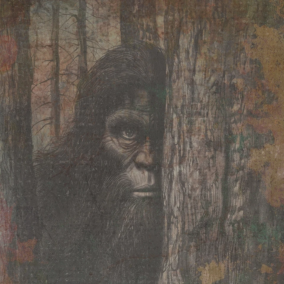 Vintage BIGFOOT FOREST Wall Art, Sasquatch Tree Decor, Cryptid Nature Art Poster - Image 2 of 4