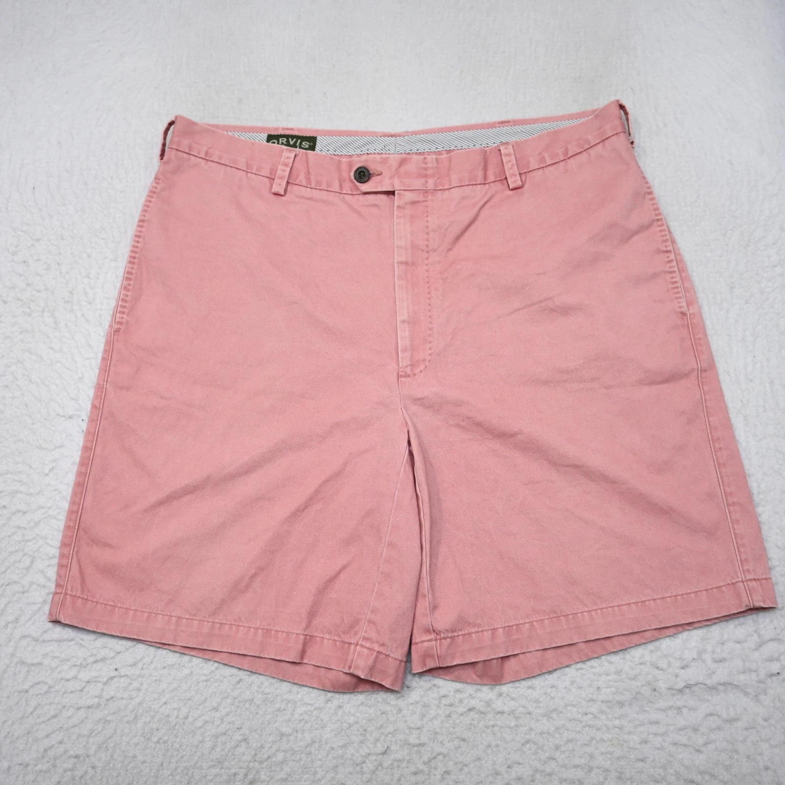 Orvis Chino Shorts Pink Flat Front 100% Pima Cotton Casual Mens Size 40 x 9"