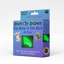 40 Pack Soft Nail Caps for Cat Claws Green Glow in The Dark Kitten