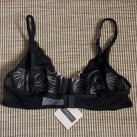 NWT Malizia by La Perla Black and Pink Embroidered Lace Bra size 36C