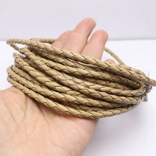 5.5 Yards Khaki Round Braided Bolo Faux Leather String Jewelry Cord Rope 5mm