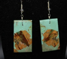 Kingman Turquoise and Sterling Silver Slab Earrings-Various Styles
