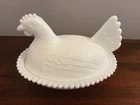 Vintage Indiana Hen On A Nest Milk Glass Candy Trinket Nut Dish #7155