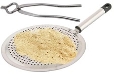 Stainless Steel Roasting Net both Sided With Tong Set of Silver,Black
